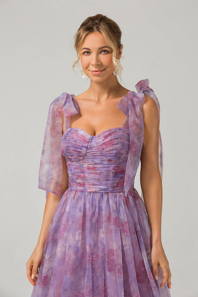 Gorgeous Purple A-line Pleated Prom Dress Purple Evening Dress Y7419