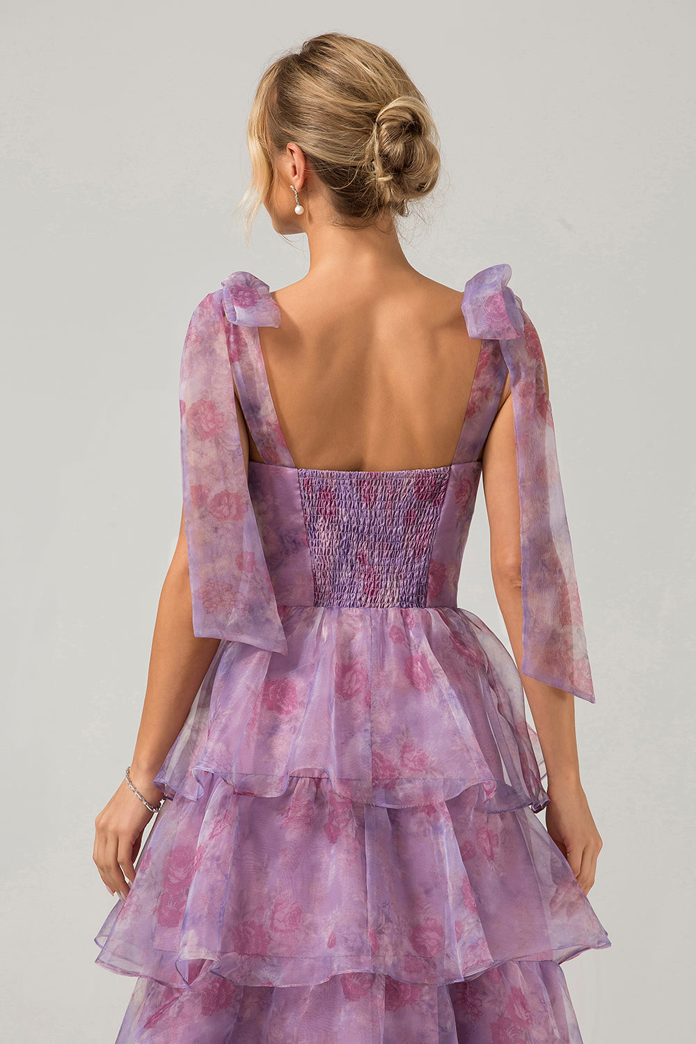 Zapakasa Women Purple Prom Dress Tiered Tea-length Printed A Line Wedding Guest Dress Zapakasa Women Purple Prom Dress Tiered Tea-length Printed A Line Wedding Guest Dress