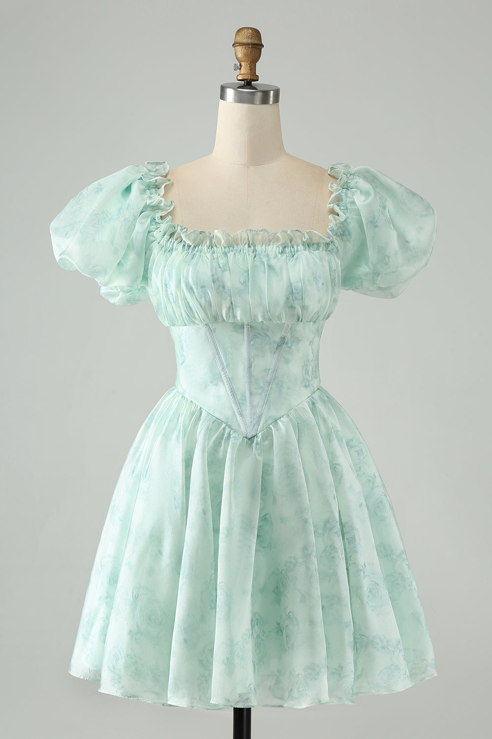 Zapakasa Women Light Blue Short Homecoming Dress A Line Square Neck Floral Ruffle Cocktail Party Dress Zapakasa Women Light Blue Short Homecoming Dress A Line Square Neck Floral Ruffle Cocktail Party Dress
