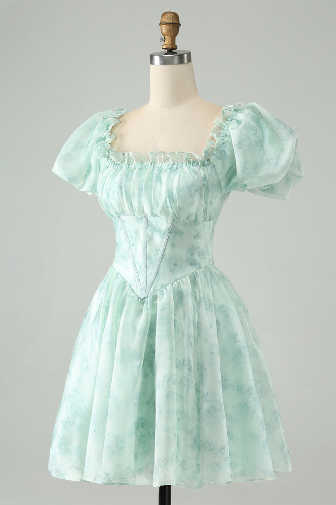 Blue Ruffle Short Homecoming Dress,Blue Party Dress Y2014
