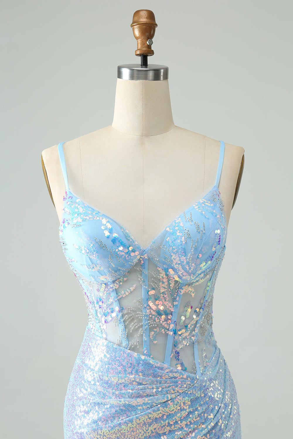 Zapakasa Women Glitter Light Blue Tight Sequins Homecoming Dress