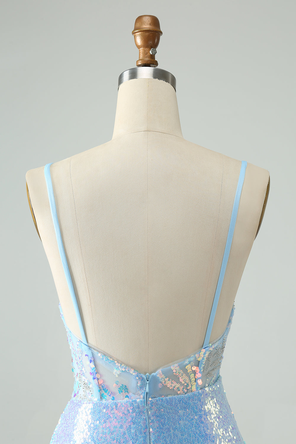 Zapakasa Women Glitter Light Blue Tight Sequins Homecoming Dress Spaghetti Straps Beaded Corset Short Prom Dress Zapakasa Women Glitter Light Blue Tight Sequins Homecoming Dress Spaghetti Straps Beaded Corset Short Prom Dress