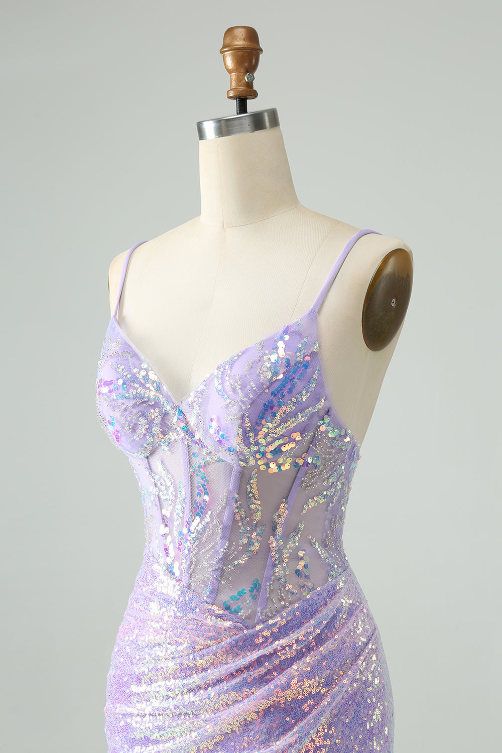 Zapaka Women Glitter Light Blue Tight Sequins Graduation Dress Spaghetti Straps Beaded Corset Short Prom Dress, Lilac / UK26 Zapaka Women Glitter Light Blue Tight Sequins Graduation Dress Spaghetti Straps Beaded Corset Short Prom Dress, Lilac / UK26