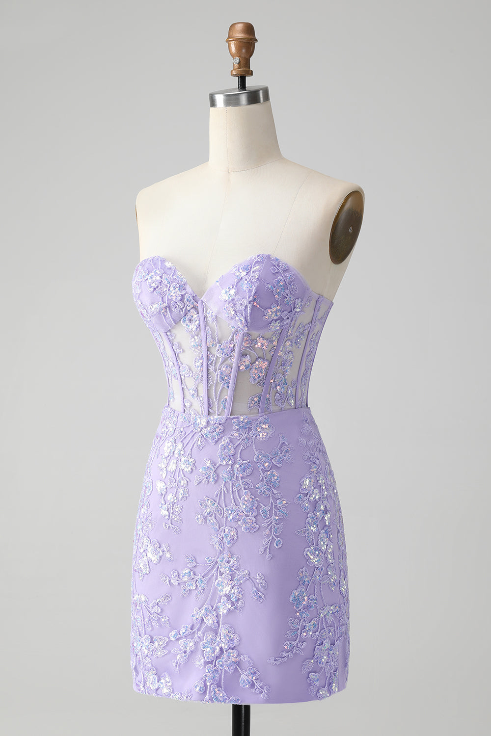 Zapakasa Women Lilac Corset Sequins Short Bodycon Homecoming Dress with Lace-up Back Sweetheart Embroidery Cocktail Dress Zapakasa Women Lilac Corset Sequins Short Bodycon Homecoming Dress with Lace-up Back Sweetheart Embroidery Cocktail Dress