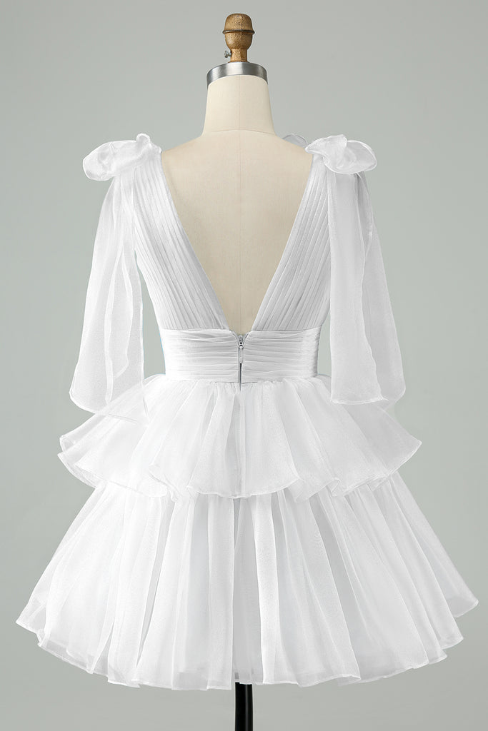 A-Line V-Neck Sky Blue Homecomig Dress with Appliques main image 0