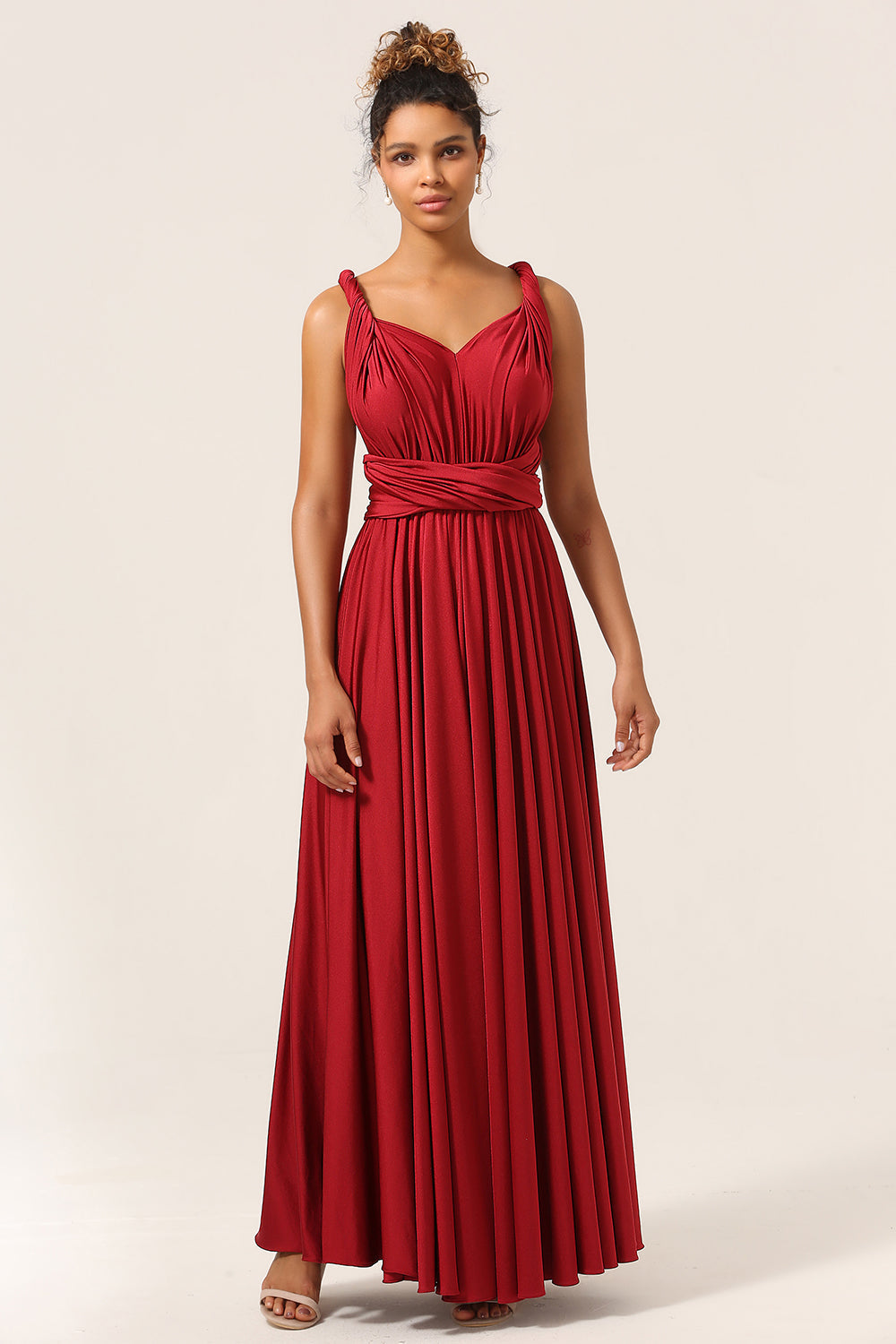Zapakasa Women Burgundy Long Bridesmaid Dress A-Line Halter Wedding Party Dress Zapakasa Women Burgundy Long Bridesmaid Dress A-Line Halter Wedding Party Dress
