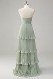 Strapless Sky Blue Prom Dress with Pleated