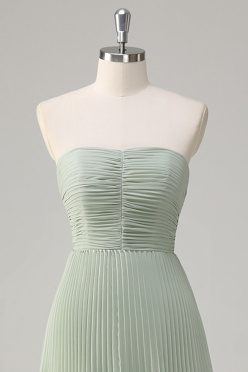 Strapless Sky Blue Prom Dress with Pleated