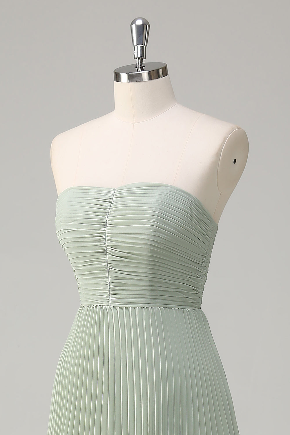 Strapless Sky Blue Prom Dress with Pleated