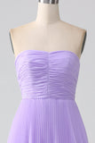 Strapless Sky Blue Prom Dress with Pleated