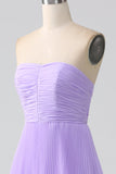 Strapless Sky Blue Prom Dress with Pleated