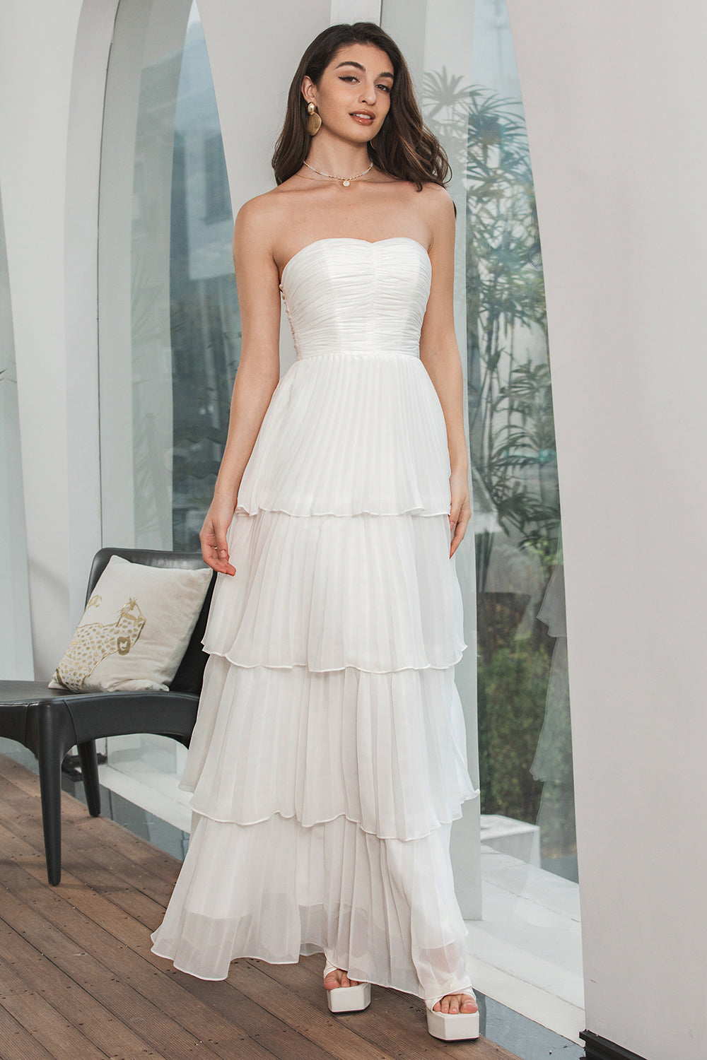simple white engagement dress Pleated Tiered Party Color:PETAL PINK $84 To $106 Black Designed exclusively by Wedtrend Allie