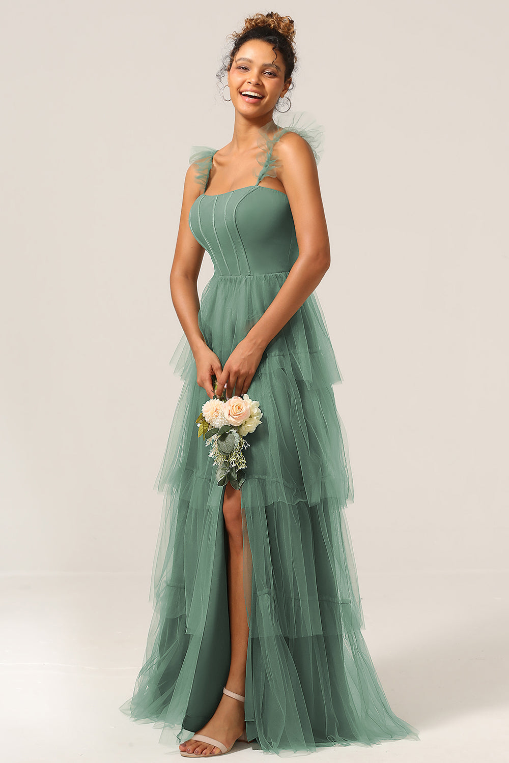 Zapakasa Women Dusty Blue Bridesmaid Dress Detachable Straps A Line Chiffon Wedding Party Dress Zapakasa Women Dusty Blue Bridesmaid Dress Detachable Straps A Line Chiffon Wedding Party Dress