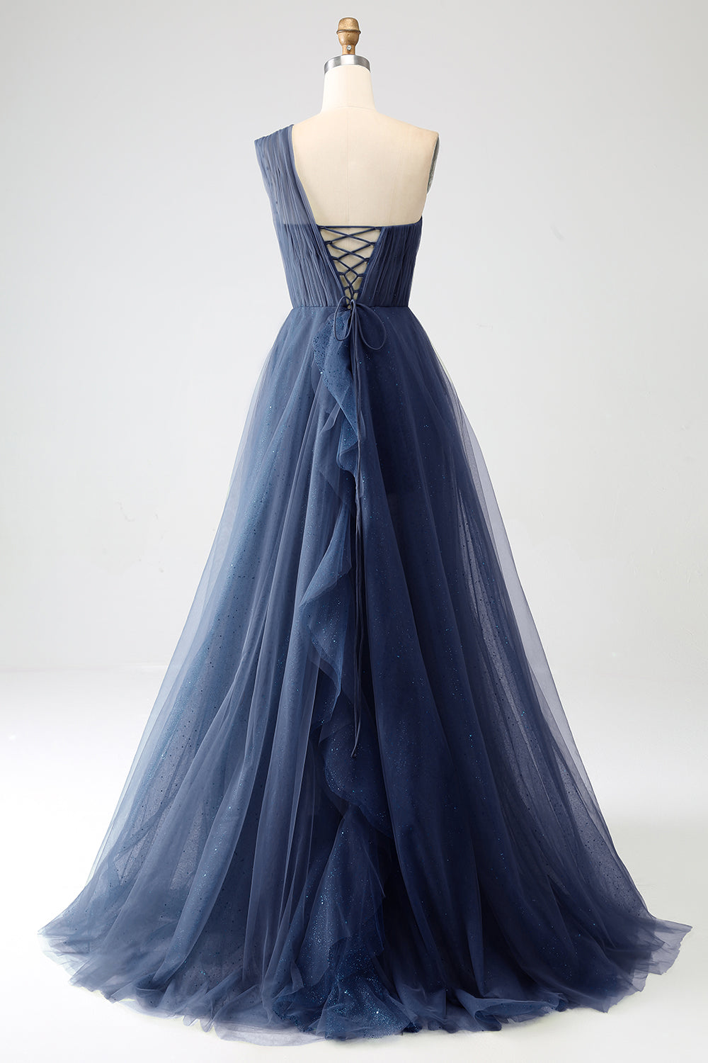 Zapakasa Women Dark Green Tulle Prom Dress A-Line One-Shoulder Long Evening Dresses Zapakasa Women Dark Green Tulle Prom Dress A-Line One-Shoulder Long Evening Dresses