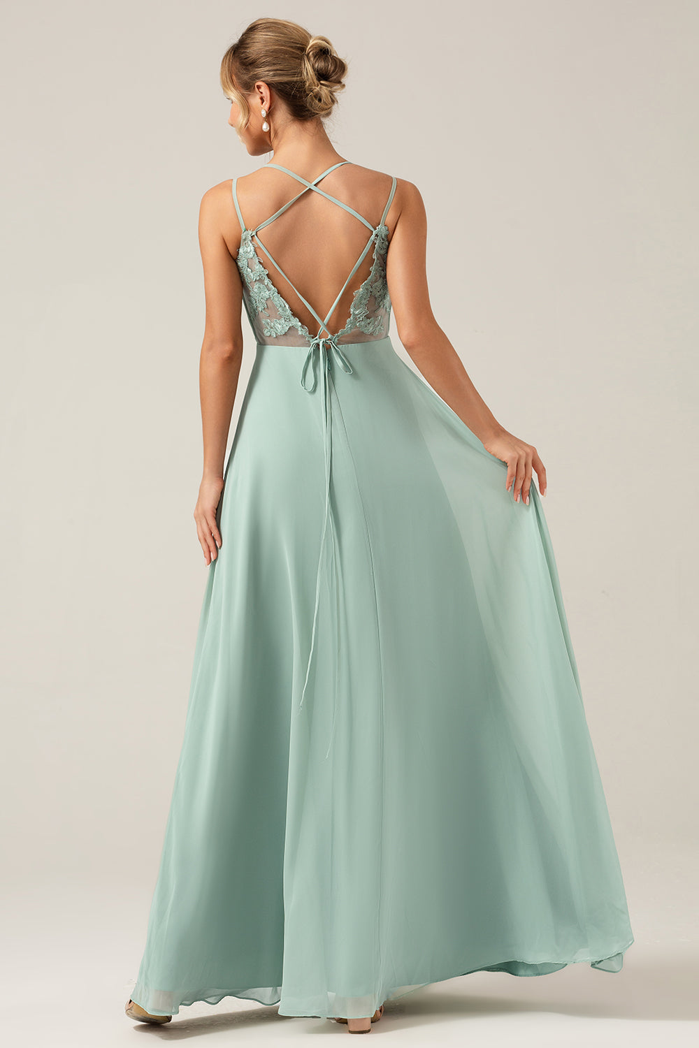 Zapakasa Women Matcha Maternity Bridesmaid Dress A-Line Spaghetti Straps Backless Pleated Long Wedding Guest Dress Zapakasa Women Matcha Maternity Bridesmaid Dress A-Line Spaghetti Straps Backless Pleated Long Wedding Guest Dress
