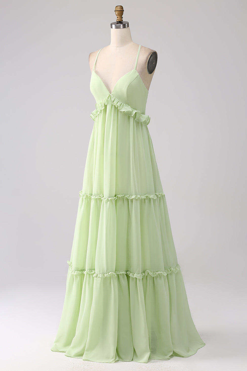 Zapakasa Women Ruffles Green Bridesmaid Dress with Lace-up Back A Line Long Wedding Party Dress Zapakasa Women Ruffles Green Bridesmaid Dress with Lace-up Back A Line Long Wedding Party Dress