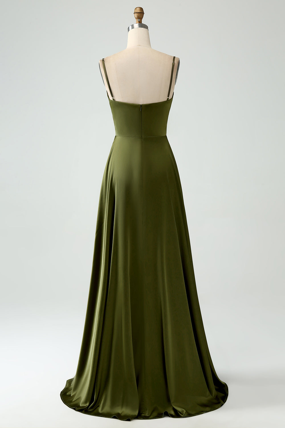 Zapakasa Women Olive Bridesamid Dress A-Line Spaghetti Straps Satin Long Wedding Party Dress Zapakasa Women Olive Bridesamid Dress A-Line Spaghetti Straps Satin Long Wedding Party Dress