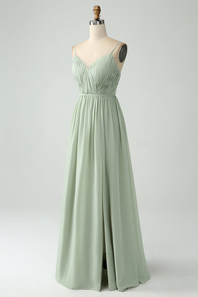 A-line Sweetheart Cutout Satin Dress With Slit Dusty Sage main image 1