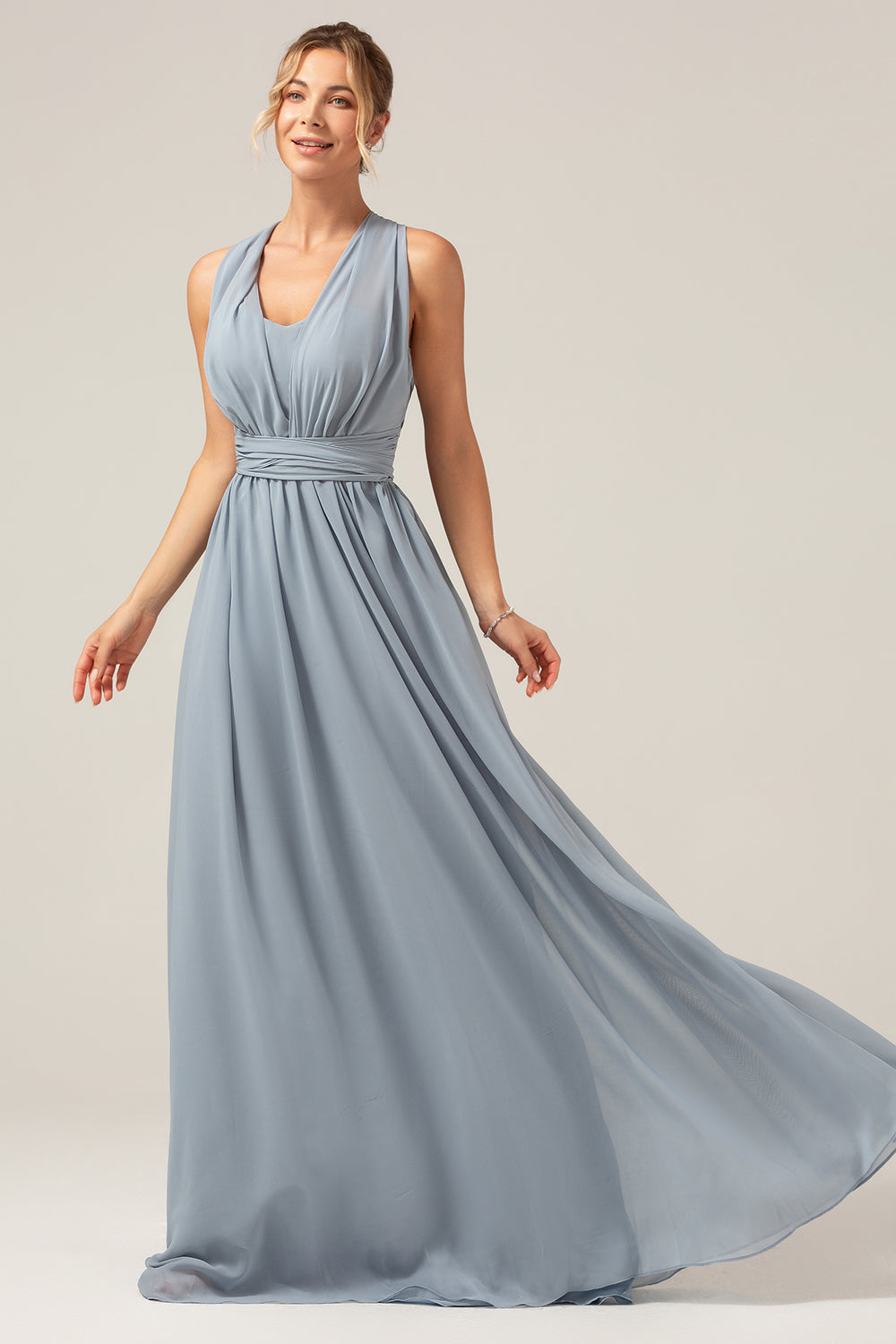 Zapakasa Women Dusty Blue Maternity Bridesmaid Dress Ruched Convertible Boho Chiffon Long Wedding Party Dress Zapakasa Women Dusty Blue Maternity Bridesmaid Dress Ruched Convertible Boho Chiffon Long Wedding Party Dress