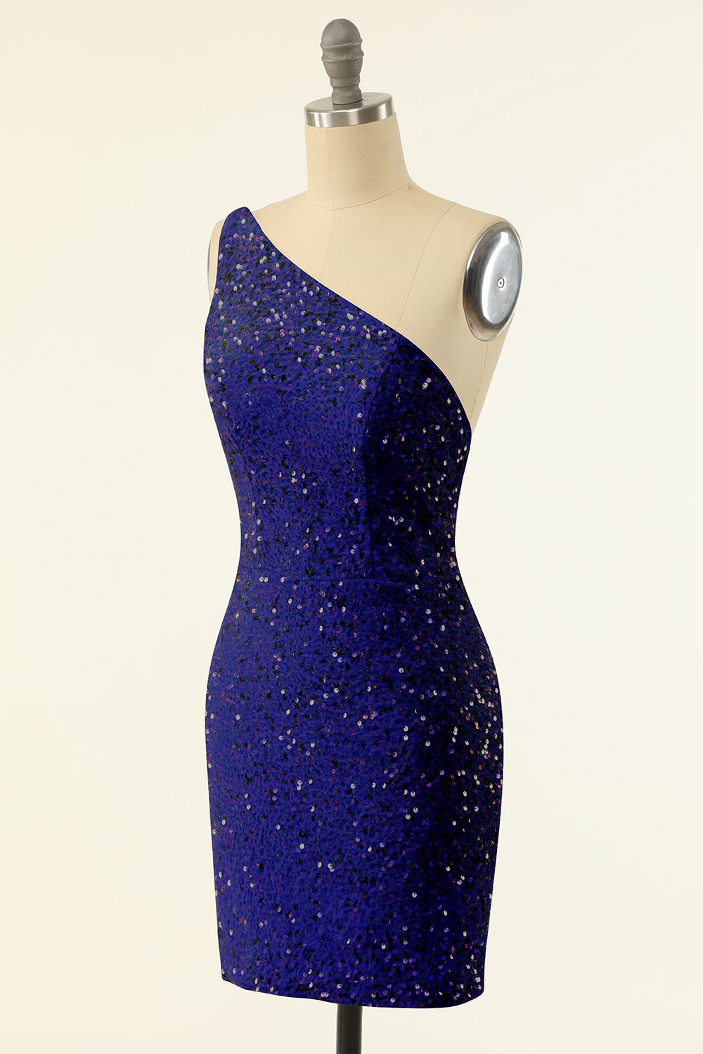 Pink Sequins One Shoulder Tight Homecoming Dress