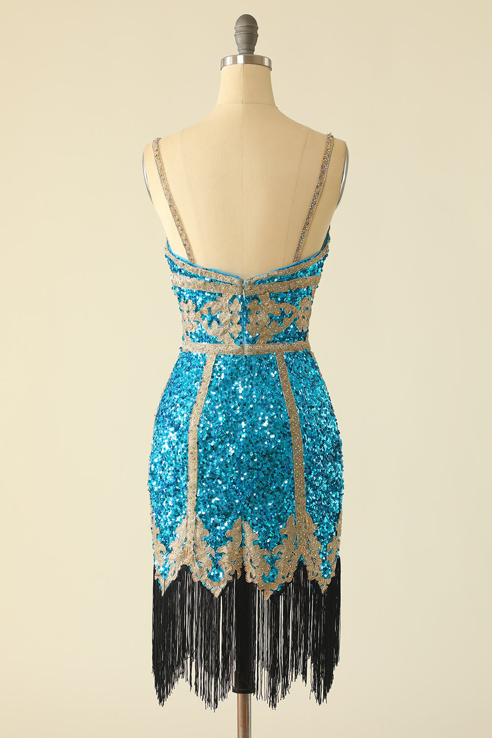 Royal Blue Sequined Homecoming Dress With Tassel