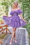 Ivory Off The Shoulder Short Homecoming Dress