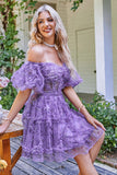 Ivory Off The Shoulder Short Homecoming Dress