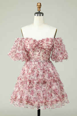 Ivory Off The Shoulder Short Homecoming Dress