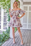 Ivory Off The Shoulder Short Homecoming Dress