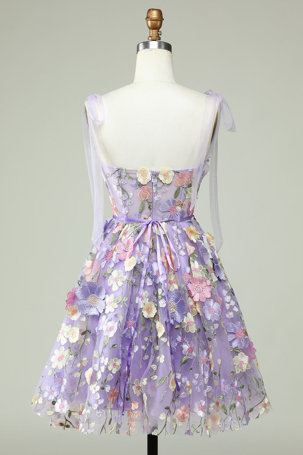 Purple Corset A-Line Short Homecoming Dress with 3D Flowers