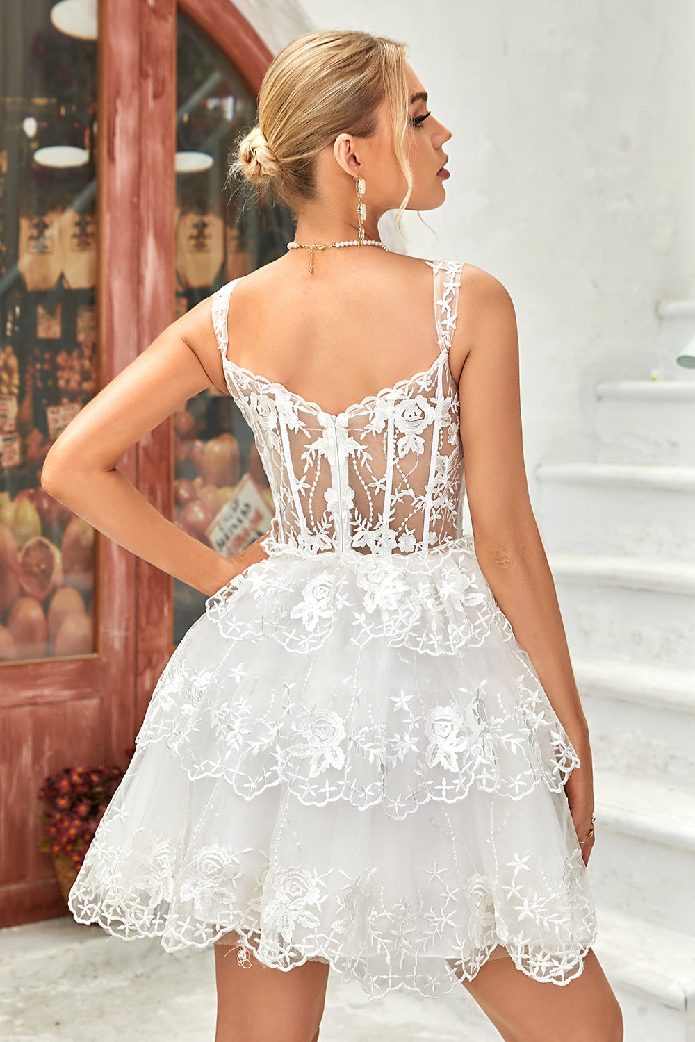 Zapaka Women Blue Corset Homecoming Dress A Line Off The Shoulder Cocktail Dress with Lace, White / US18W Zapaka Women Blue Corset Homecoming Dress A Line Off The Shoulder Cocktail Dress with Lace, White / US18W