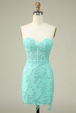 Light Green Corset Lace Tight Short Homecoming Dress