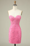 Pink Corset Lace Tight Short Homecoming Dress