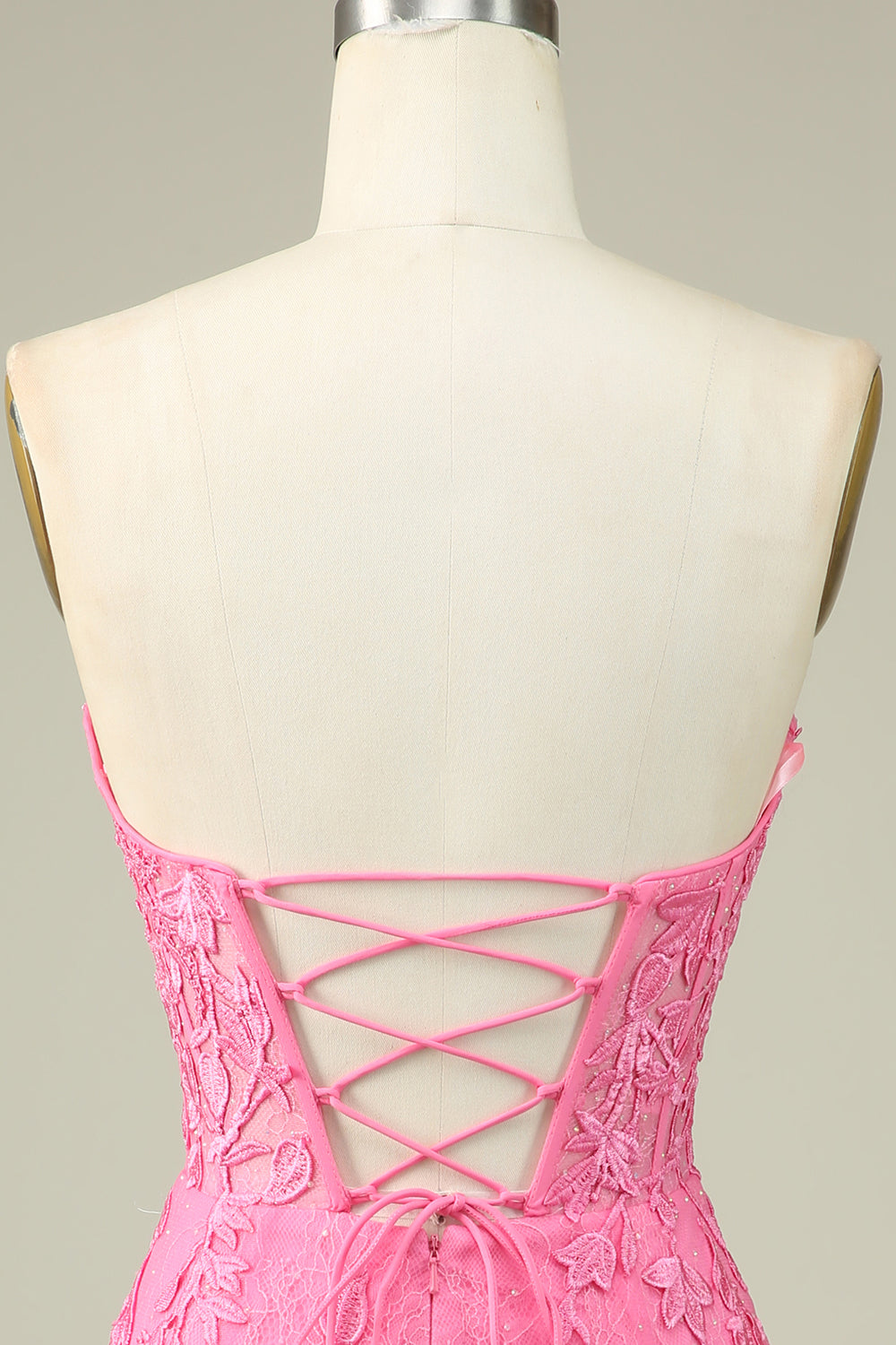 Pink Corset Lace Tight Short Homecoming Dress