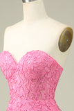 Pink Corset Lace Tight Short Homecoming Dress