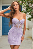 Purple Corset Lace Tight Short Homecoming Dress