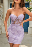 Purple Corset Lace Tight Short Homecoming Dress