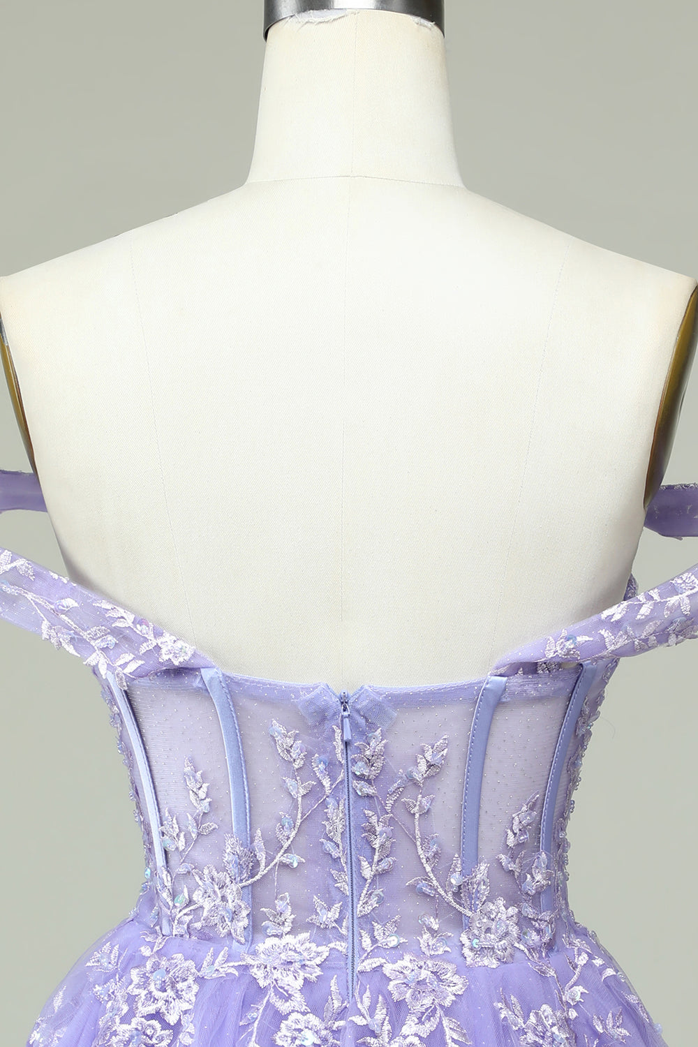 Off The Shoulder Lilac Corset Straps A-Line Short Homecoming Dress