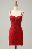 Sequins Spaghetti Straps Royal Blue Short Homecoming Dress