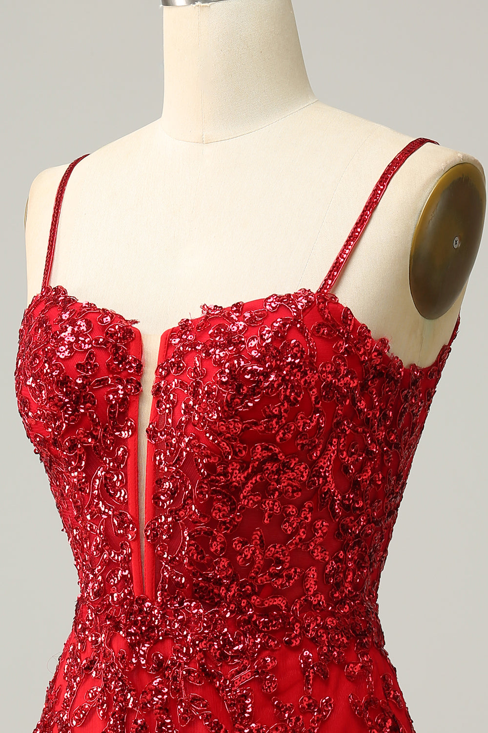 Sequins Spaghetti Straps Red Short Homecoming Dress