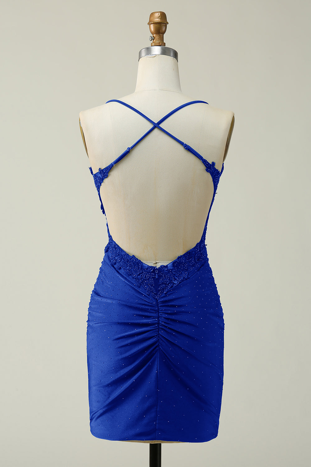 Dark Green Sheath Spaghetti Straps Appliques Short Homecoming Dress