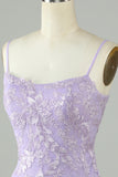 Cute Lilac Lace Tight Short Homecoming Dress