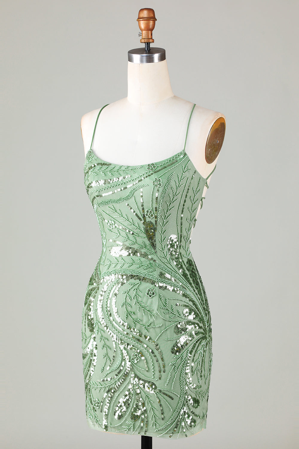 Zapakasa Women Tight Glitter Homecoming Dress with Beaded Spaghetti Straps Green Cocktail Dress Zapakasa Women Tight Glitter Homecoming Dress with Beaded Spaghetti Straps Green Cocktail Dress