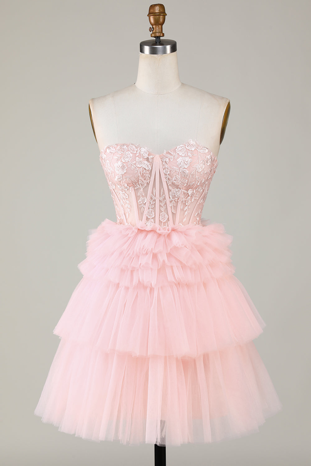A-Line Sweetheart Pink Short Homecoming Dress