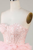 A-Line Sweetheart Pink Short Homecoming Dress