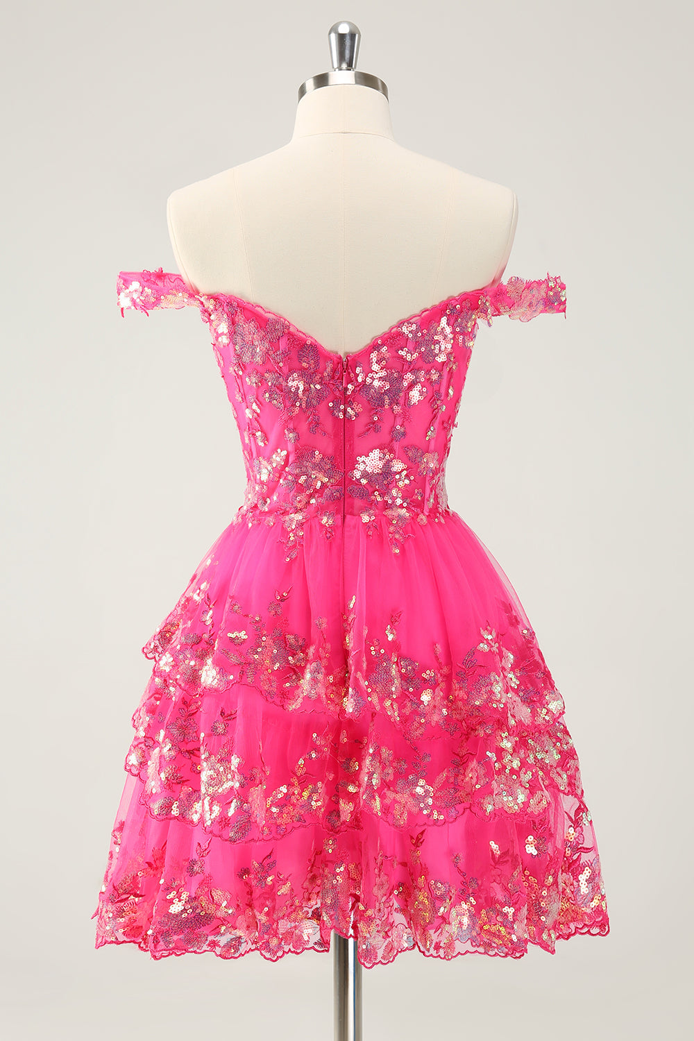 Zapakasa Women Cute Sparkly Hot Pink Short Homecoming Dress A Line Tiered Corset Lace Cocktail Party Dress Zapakasa Women Cute Sparkly Hot Pink Short Homecoming Dress A Line Tiered Corset Lace Cocktail Party Dress