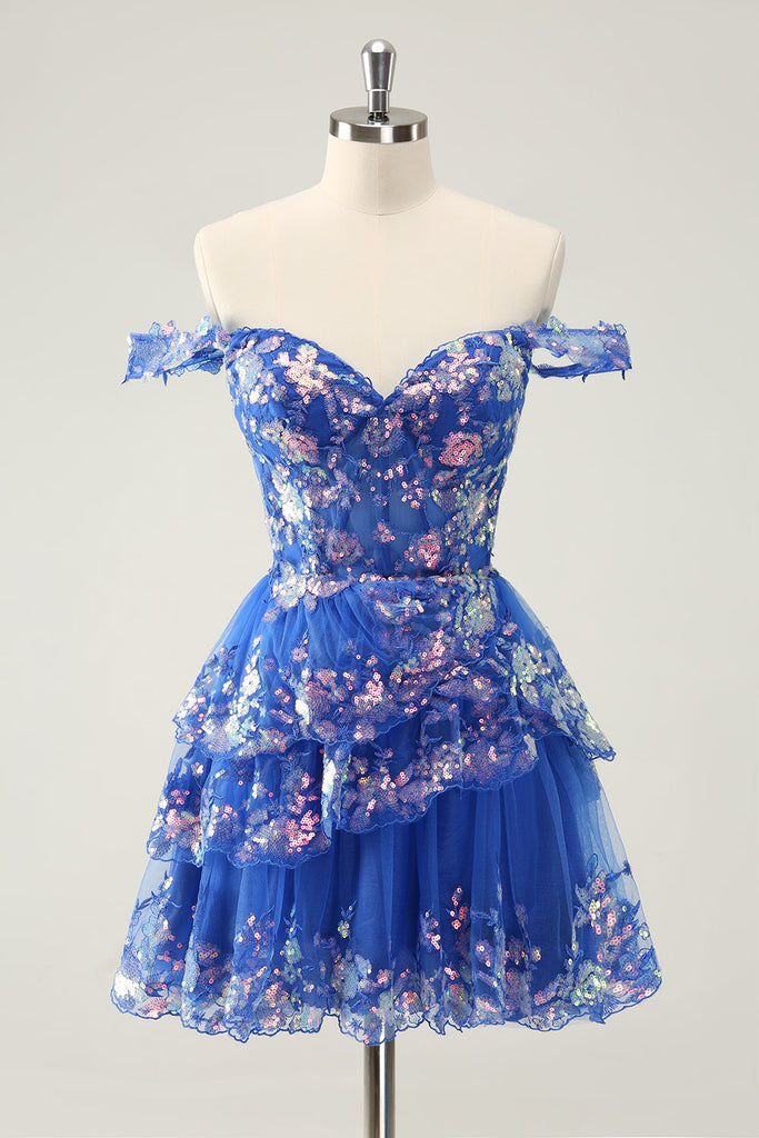 Sparkly Black Pink A-Line Corset Tiered Short Homecoming Dress Sexy main image 0