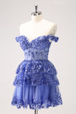Sparkly Golden Corset Tiered Lace A-Line Short Homecoming Dress