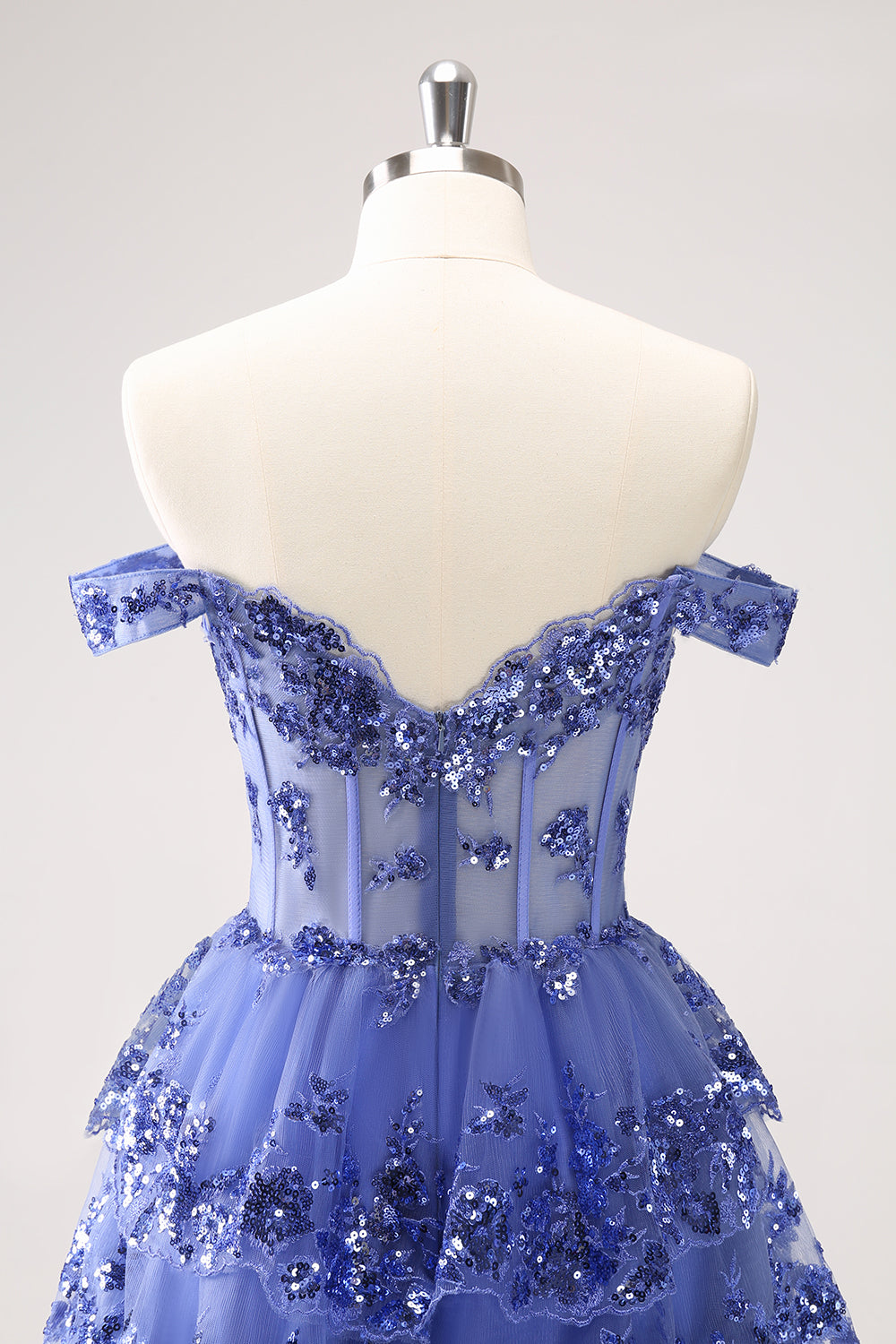 Sparkly Golden Corset Tiered Lace A-Line Short Homecoming Dress