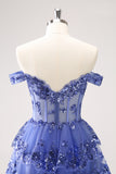 Sparkly Golden Corset Tiered Lace A-Line Short Homecoming Dress